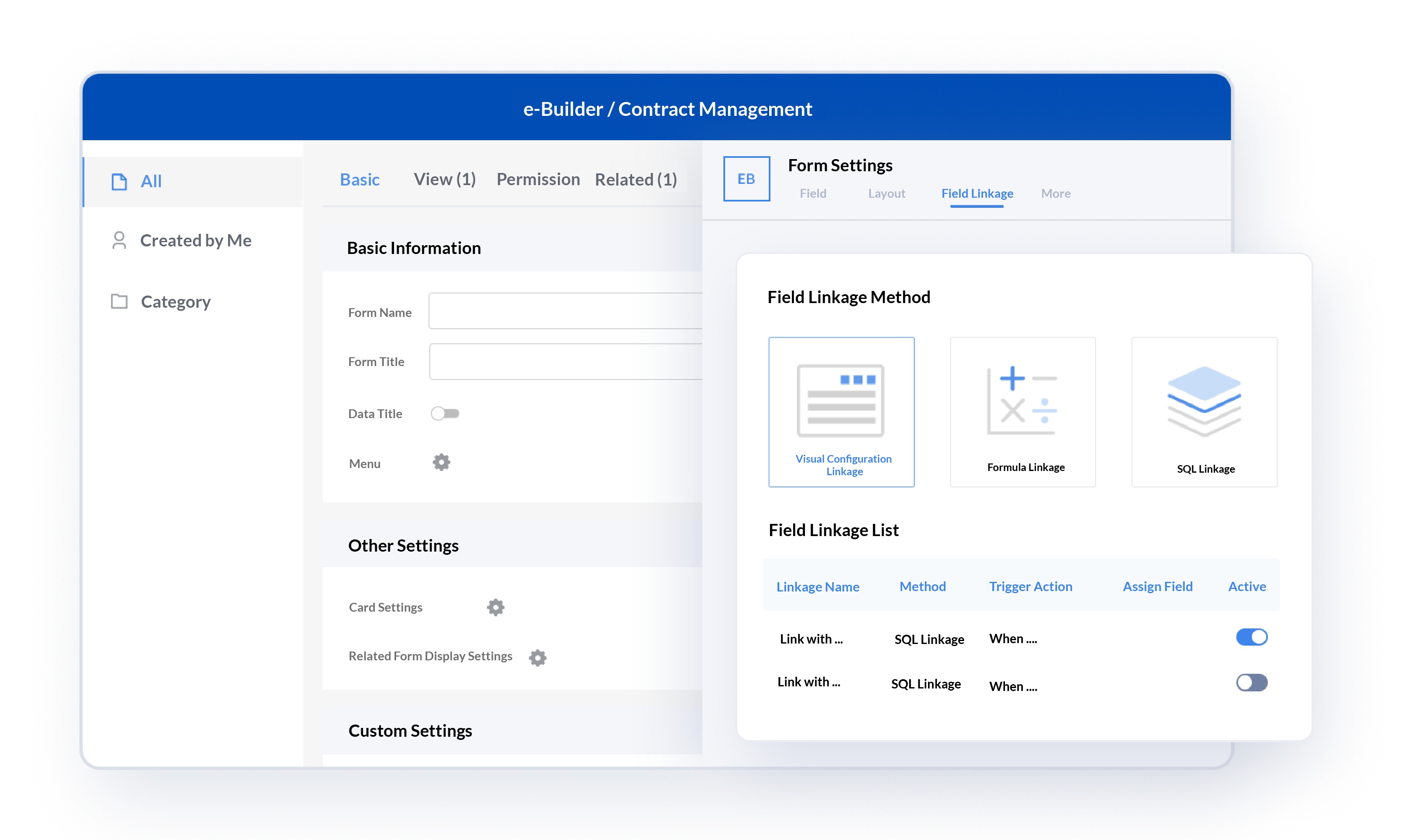 e-Builder Form Engine - Data Linkage | Weaver